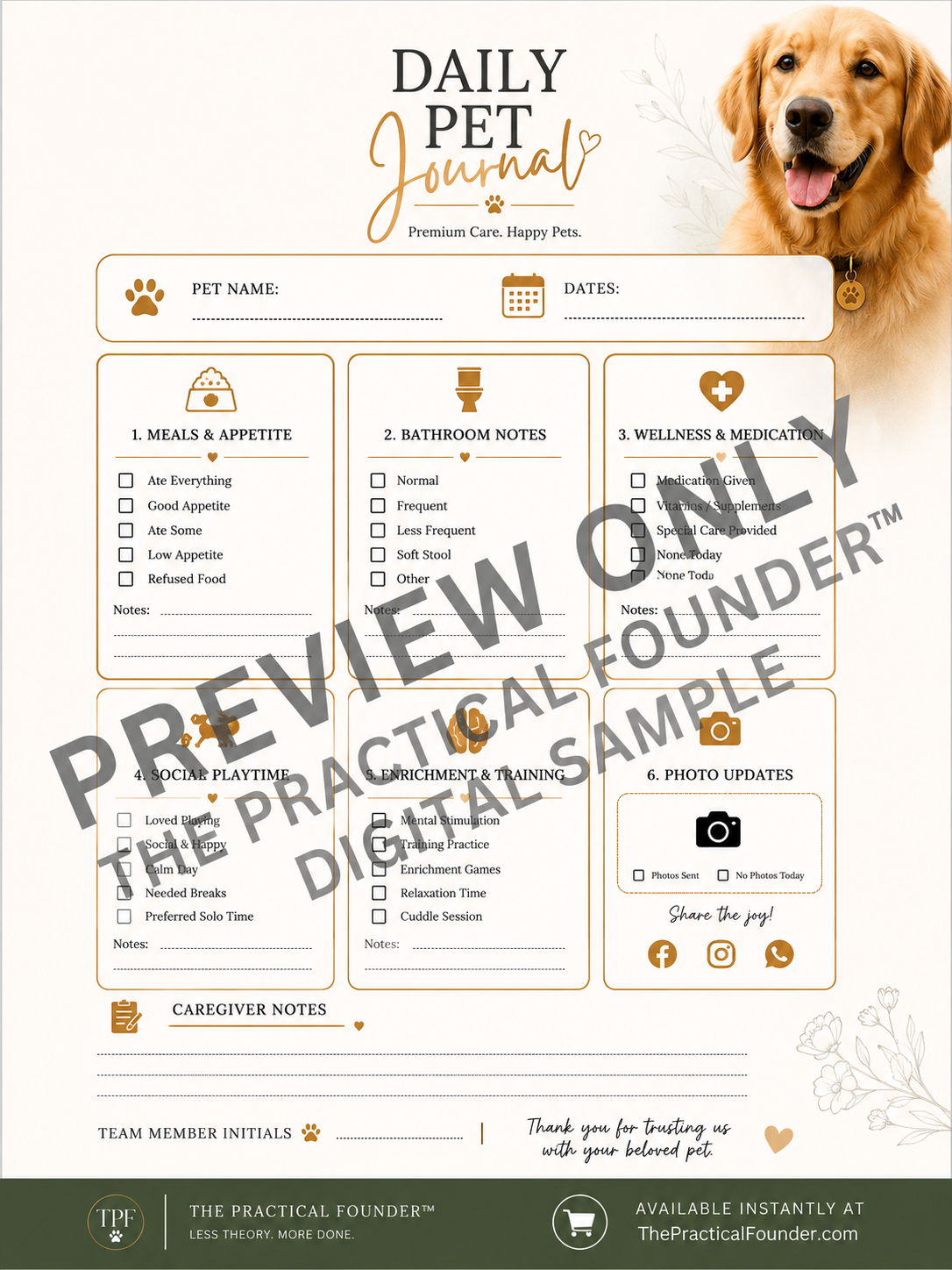 Daily Pet Journal™ | Boarding Report Card Template Bundle