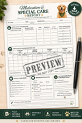 Medication & Special Care Report Template | Dog Boarding Medication Log