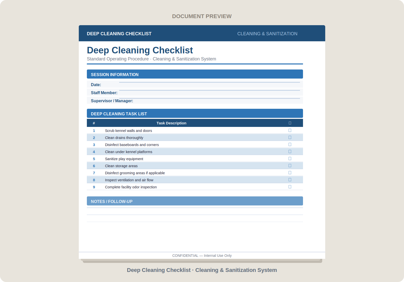 Dog Boarding & Daycare SOP Bundle | 19 Professional Checklists & Logs | Editable Word Templates