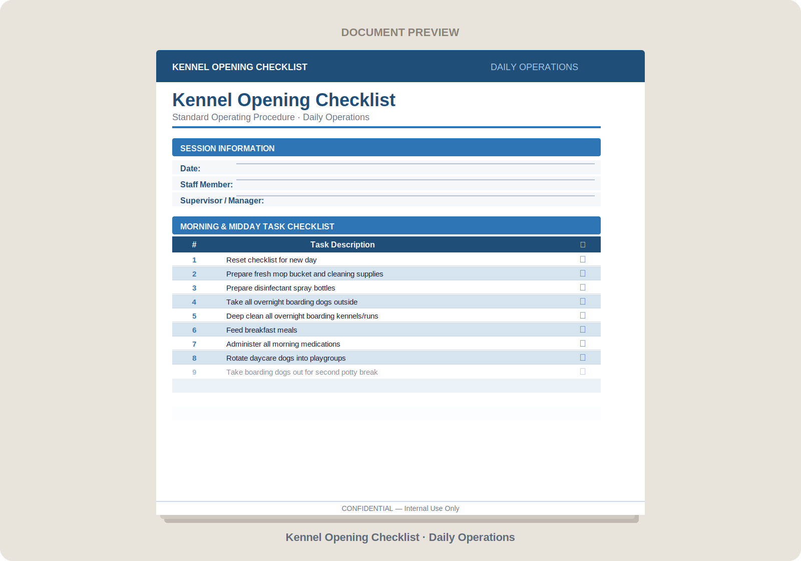 Dog Boarding & Daycare SOP Bundle | 19 Professional Checklists & Logs | Editable Word Templates