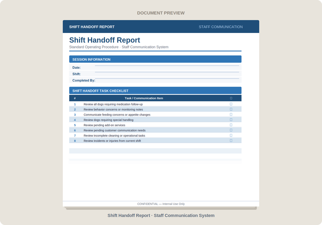 Dog Boarding & Daycare SOP Bundle | 19 Professional Checklists & Logs | Editable Word Templates