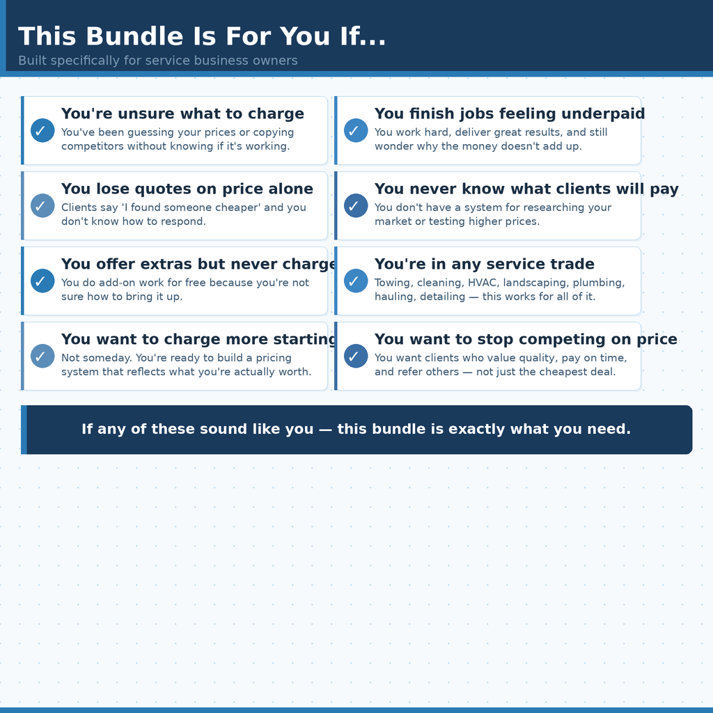One Complete Pricing System- Focus on Service Based Businesses