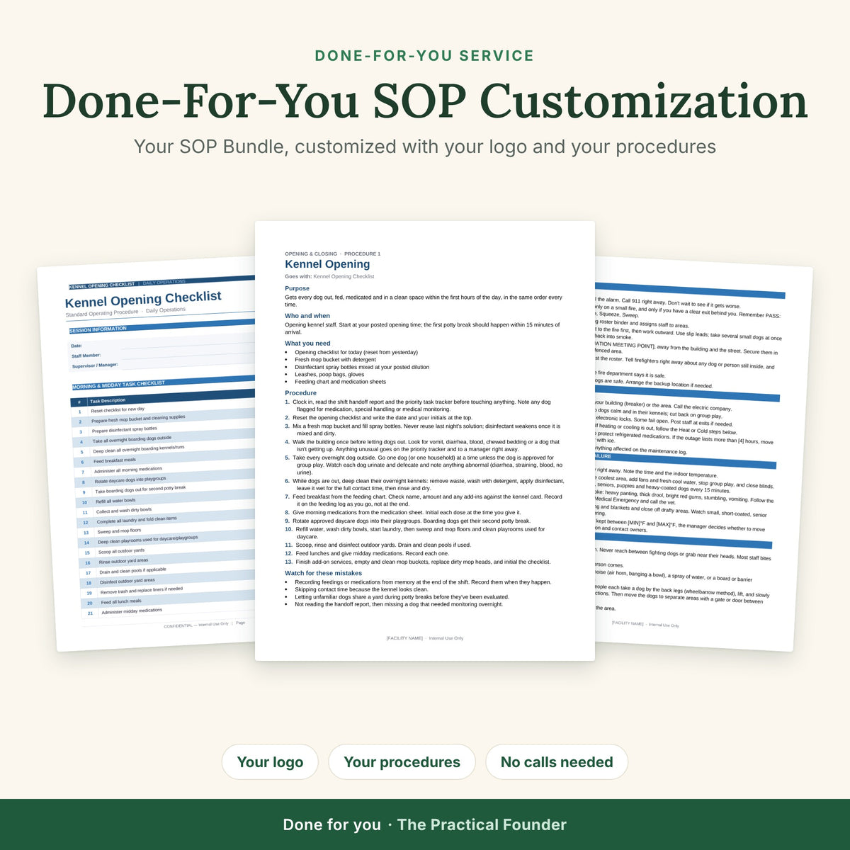 Done-For-You SOP Customization | Dog Boarding & Daycare SOP Bundle Customized For Your Facility