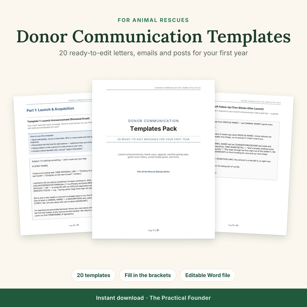 Donor Communication Templates for animal rescues