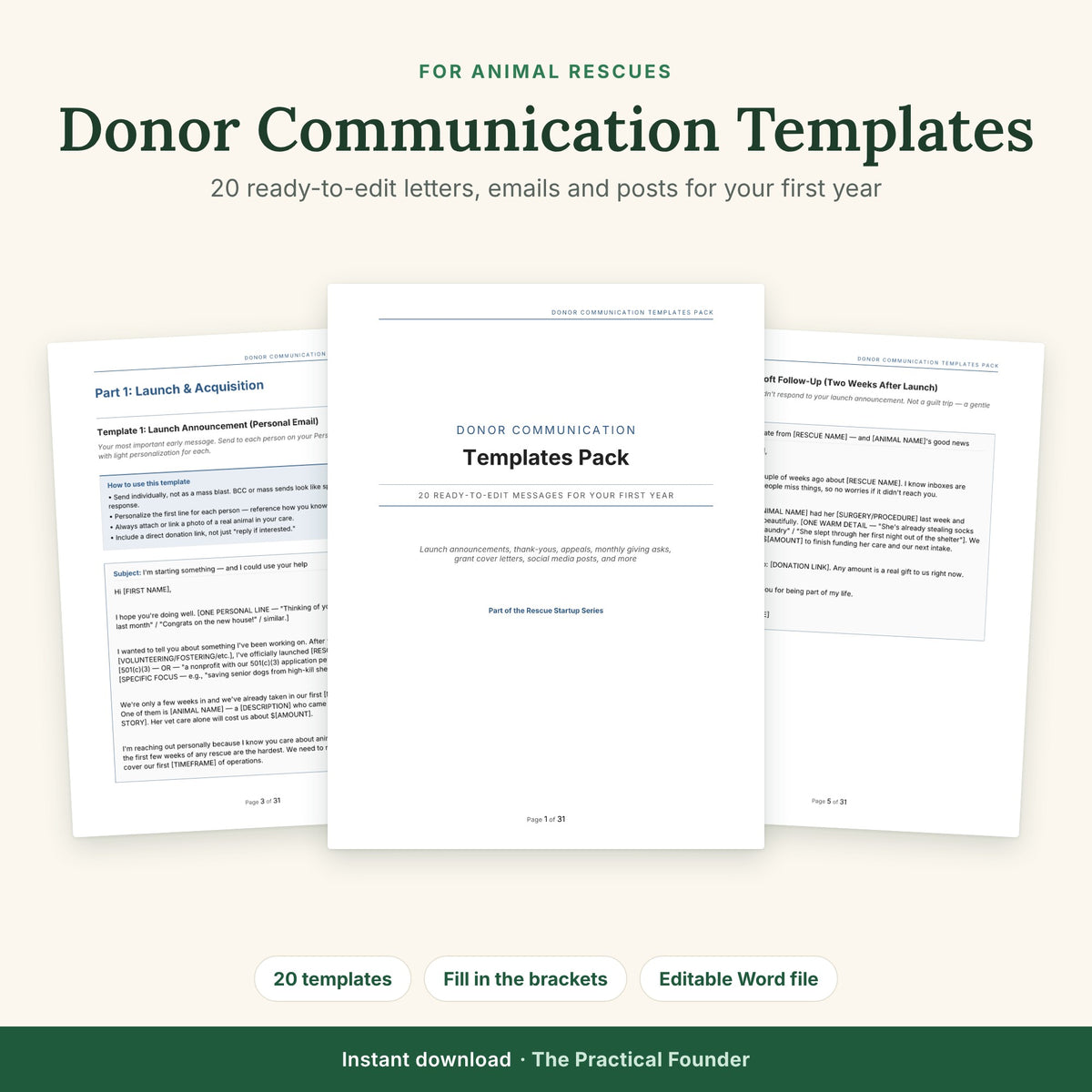 Donor Communication Templates for animal rescues