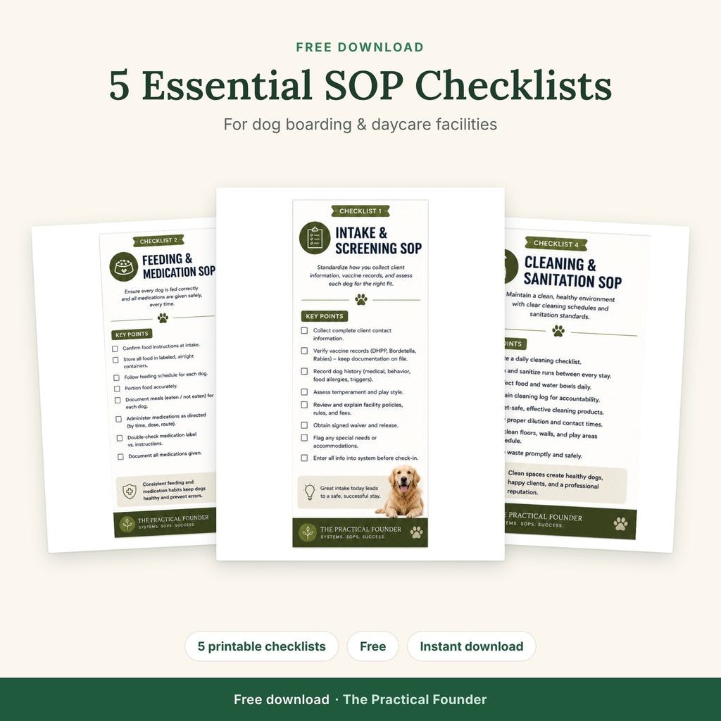 FREE: 5 Essential SOP Checklists for Dog Boarding & Daycare Facilities