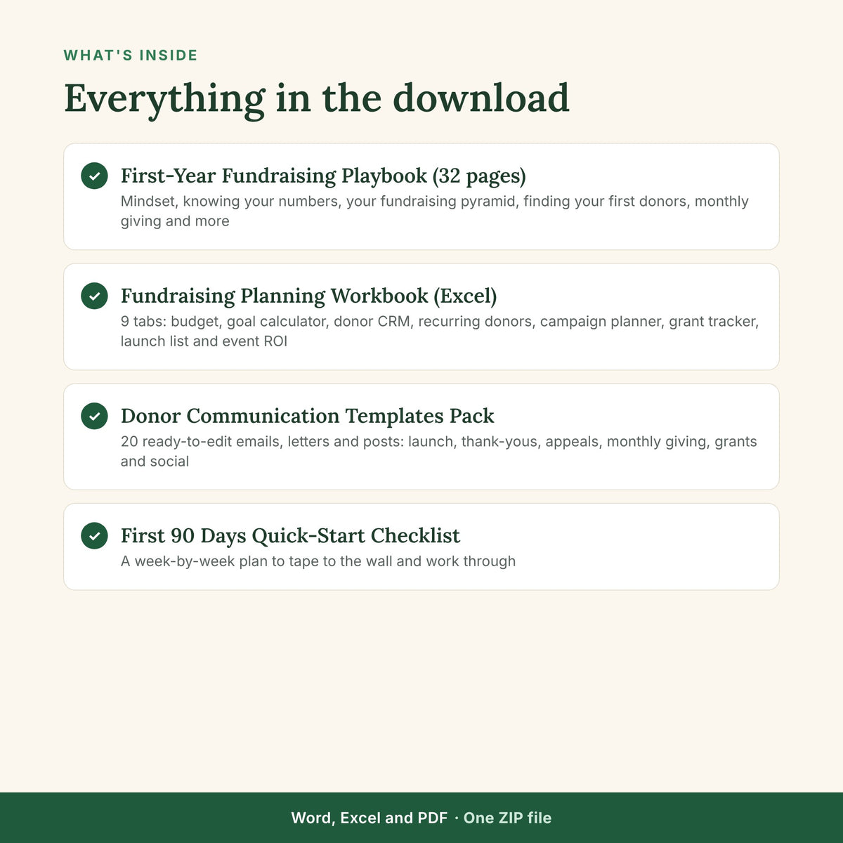 What's inside the First-Year Fundraising Bundle