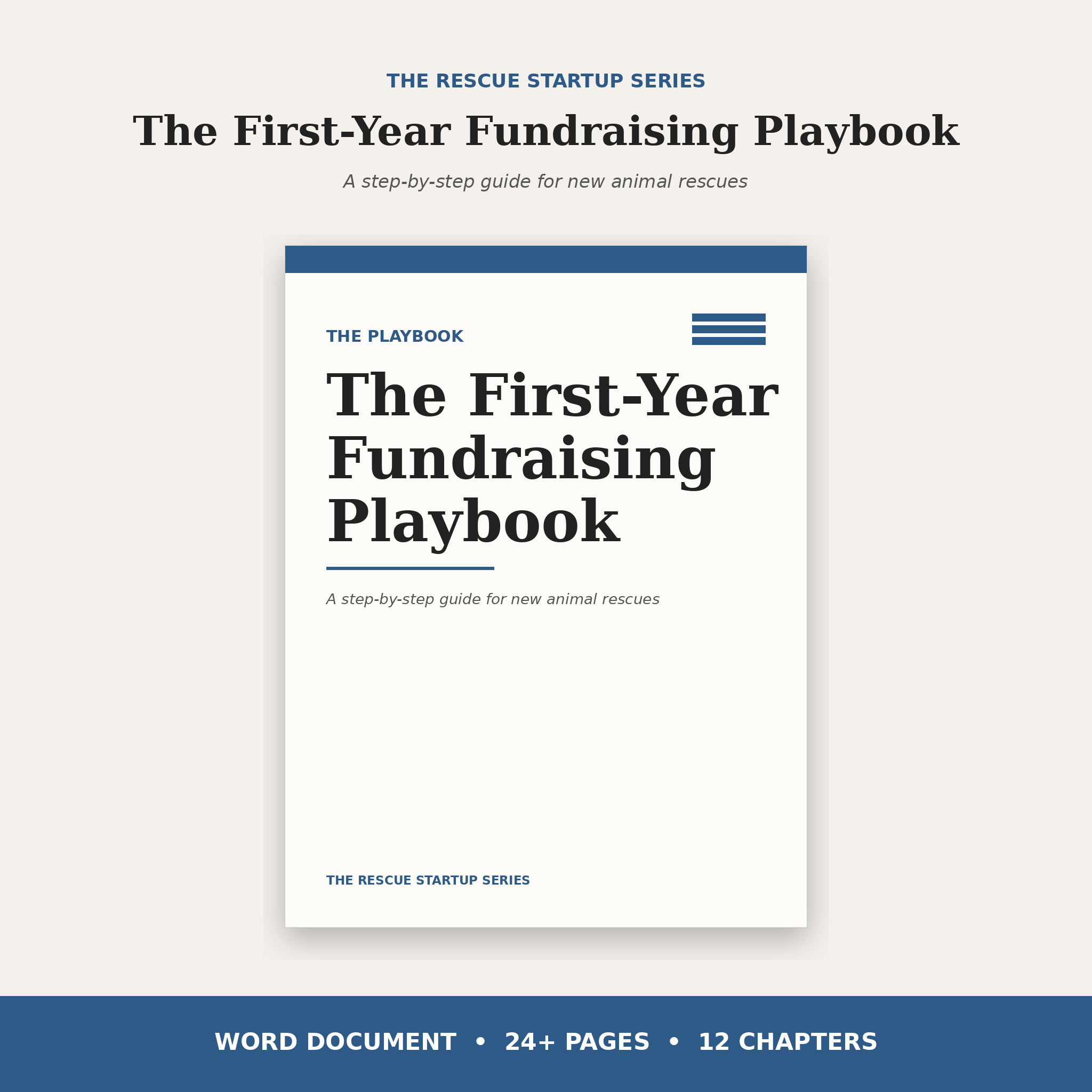 The First-Year Fundraising Playbook for Animal Rescues | 24-Page Step-by-Step Guide